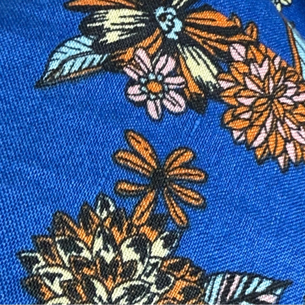 Modcloth Linen Floral Blue Blazer Size Small Botanical Long Sleeve - Picture 4 of 6